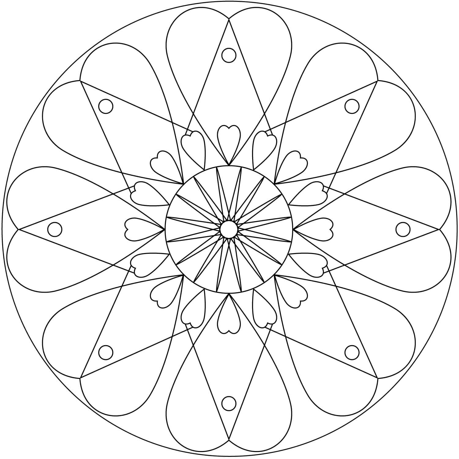Coloriage Mandala: Cœur feuille 9 Mandalas