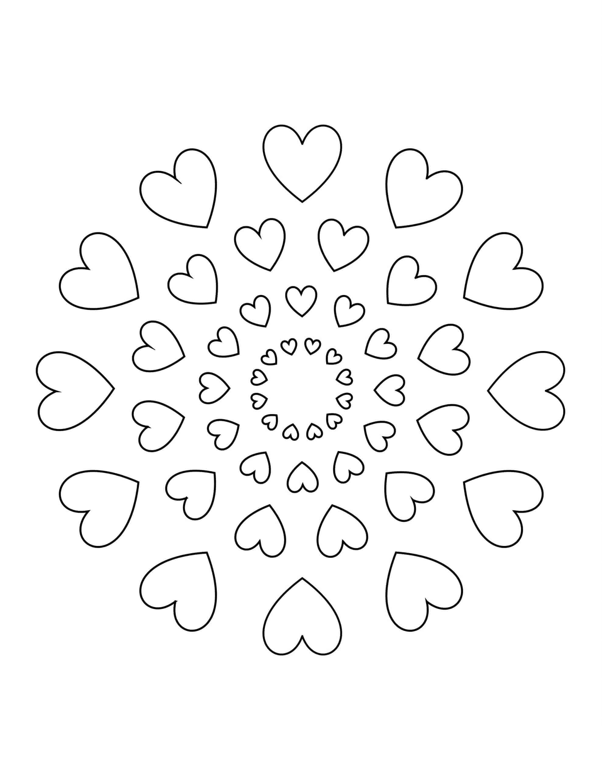 Coloriage Mandala: Cœurs Mandalas