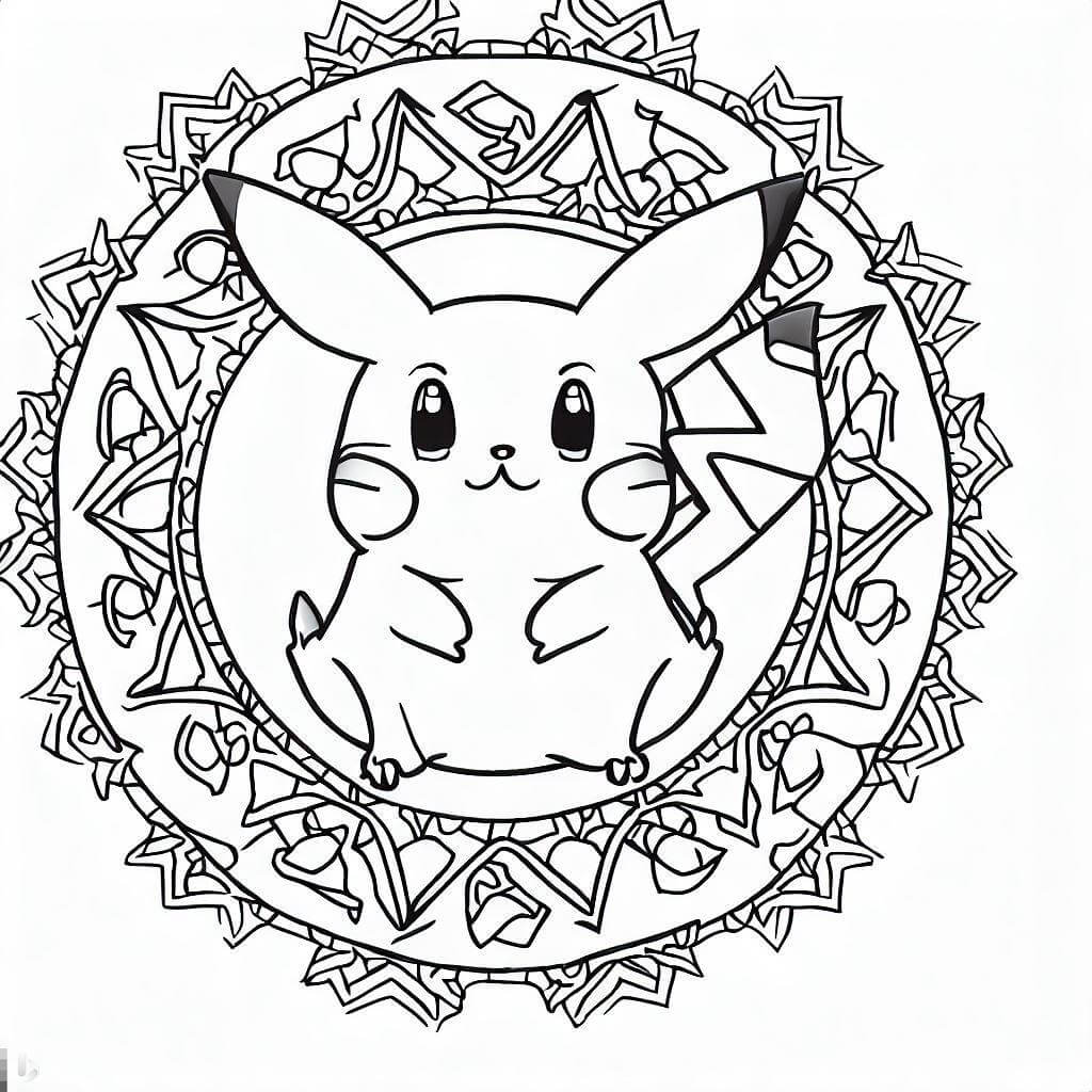 Coloriage Mandala: Dessin de Pikachu Mandalas