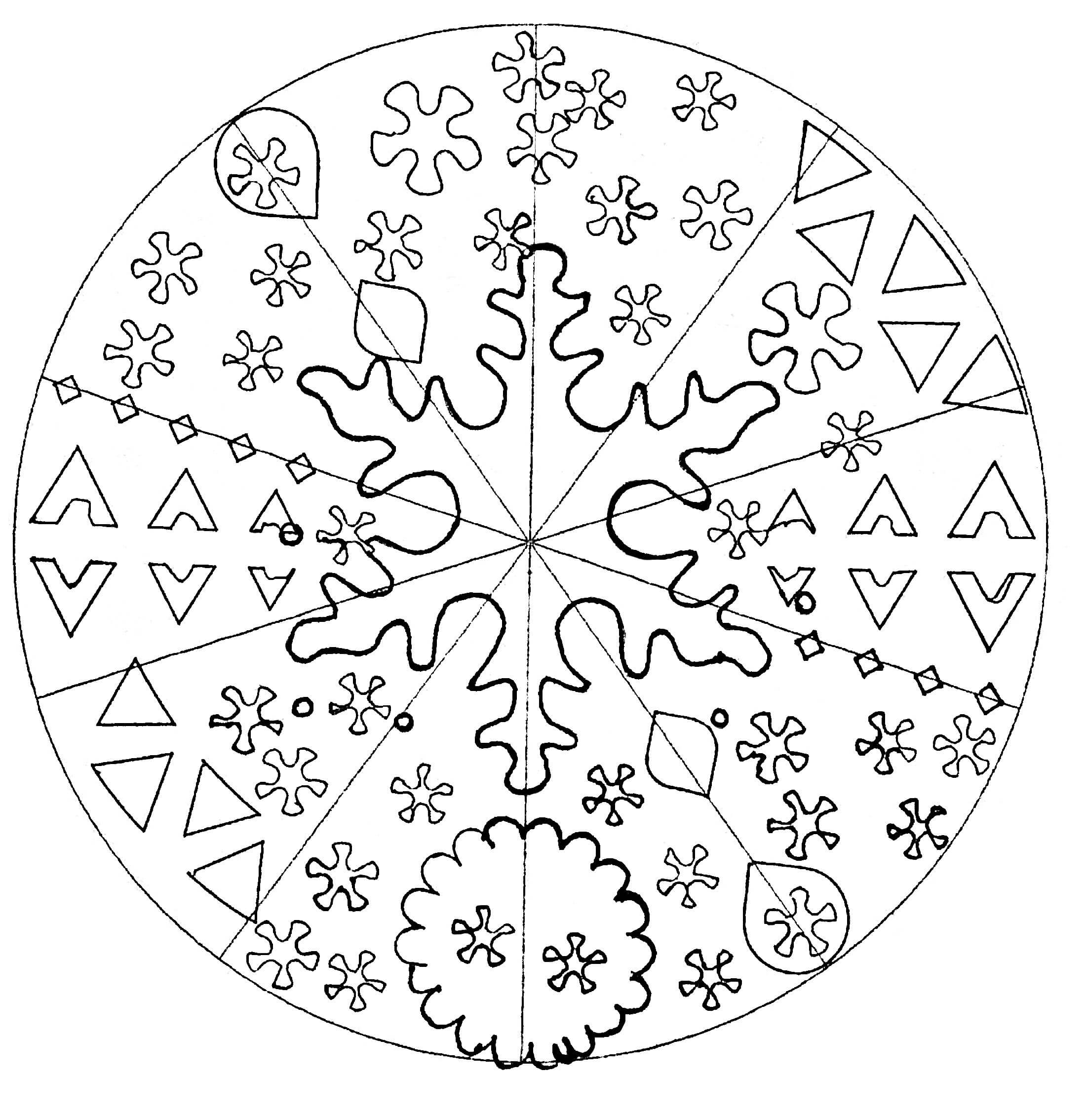 Coloriage Mandala: Feuilles en hiver Mandalas