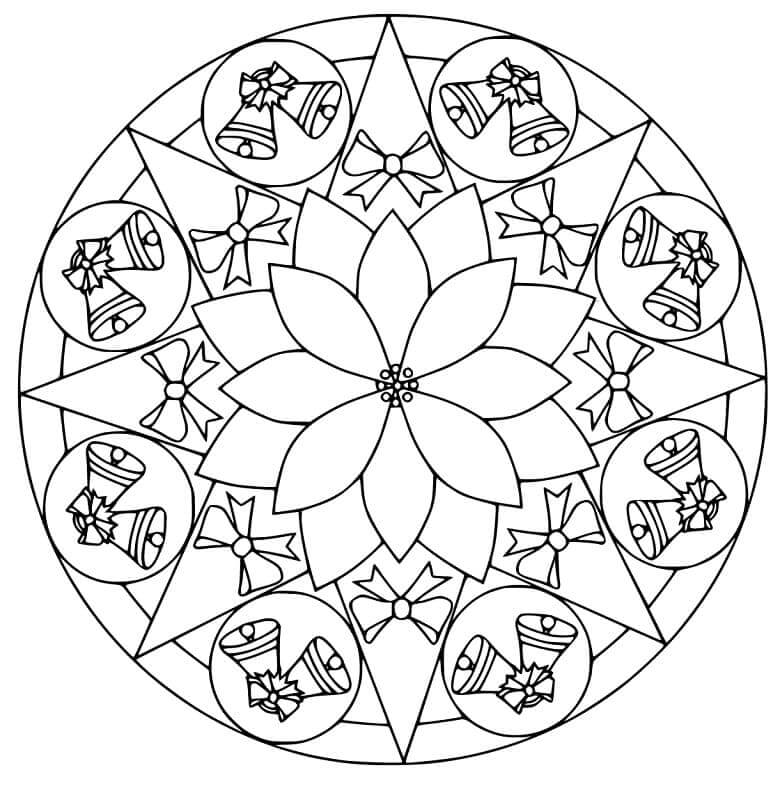Coloriage Mandala: Fleur de Noël Mandalas