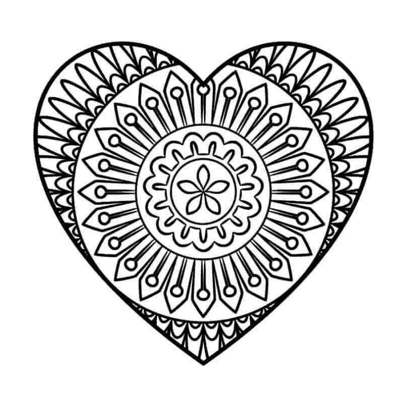 Coloriage Mandala: Fleur de Vie Cœur Mandalas