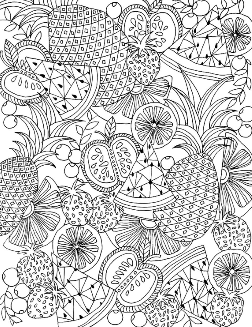 Coloriage Mandala: Fruits d'été Feuille 1 Mandalas