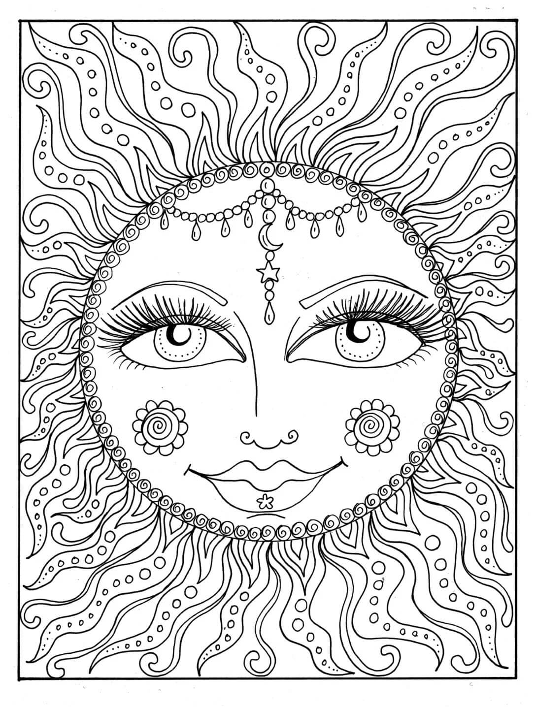 Coloriage Mandala: Grand soleil en été Mandalas