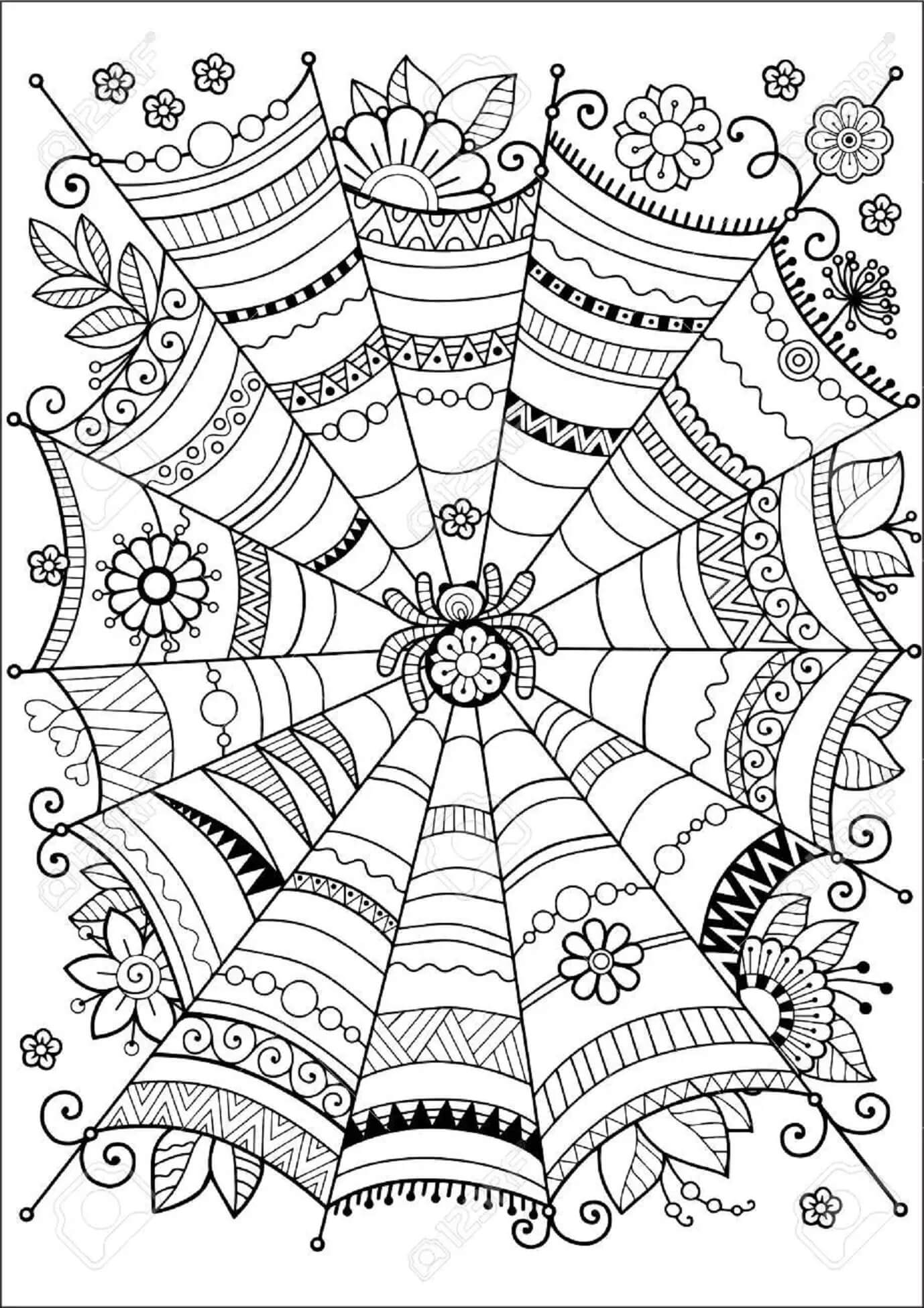 Coloriage Mandala: Halloween araignée Mandalas