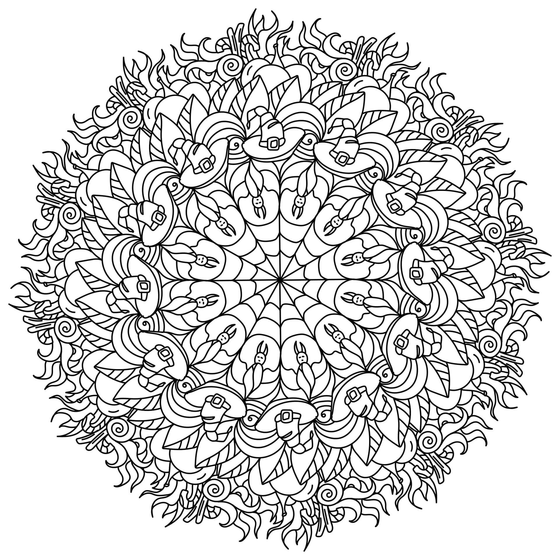 Coloriage Mandala: Halloween Feuille 1 Mandalas