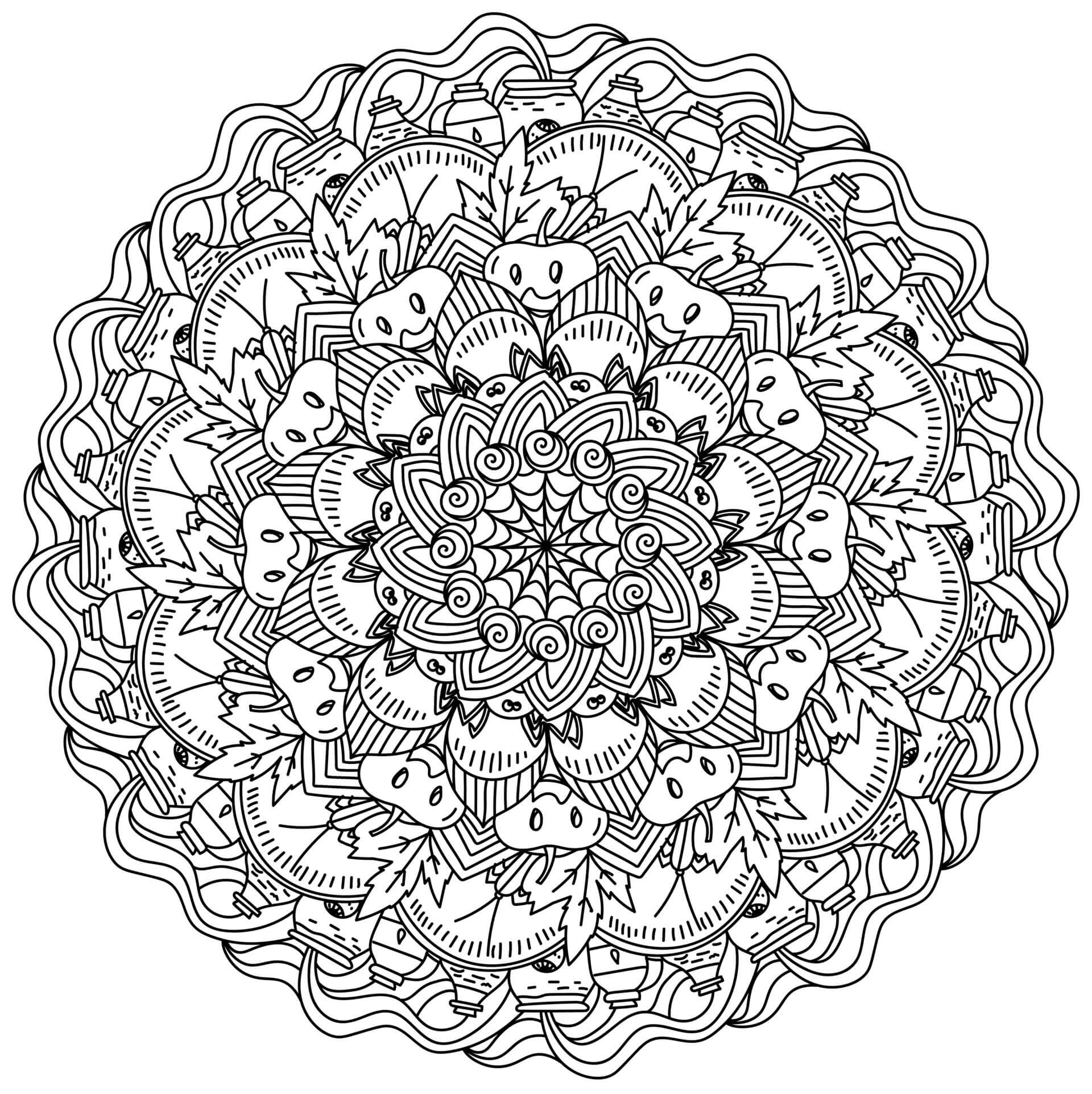 Coloriage Mandala: Halloween Feuille 12 Mandalas