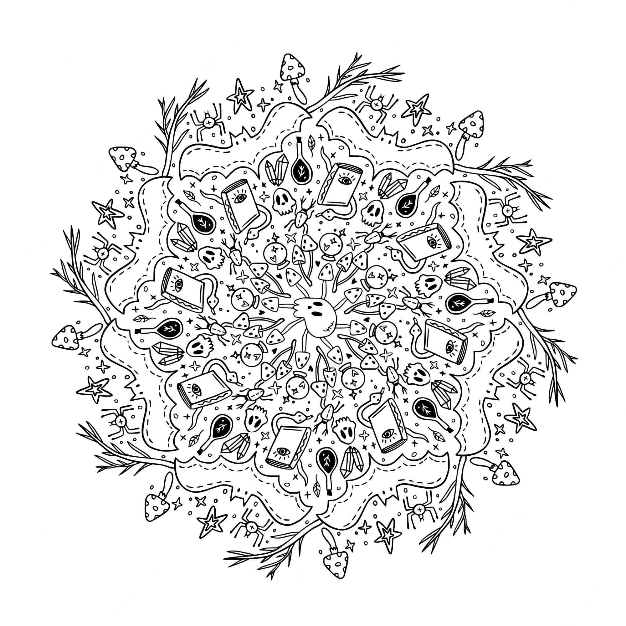 Coloriage Mandala: Halloween Feuille 13 Mandalas
