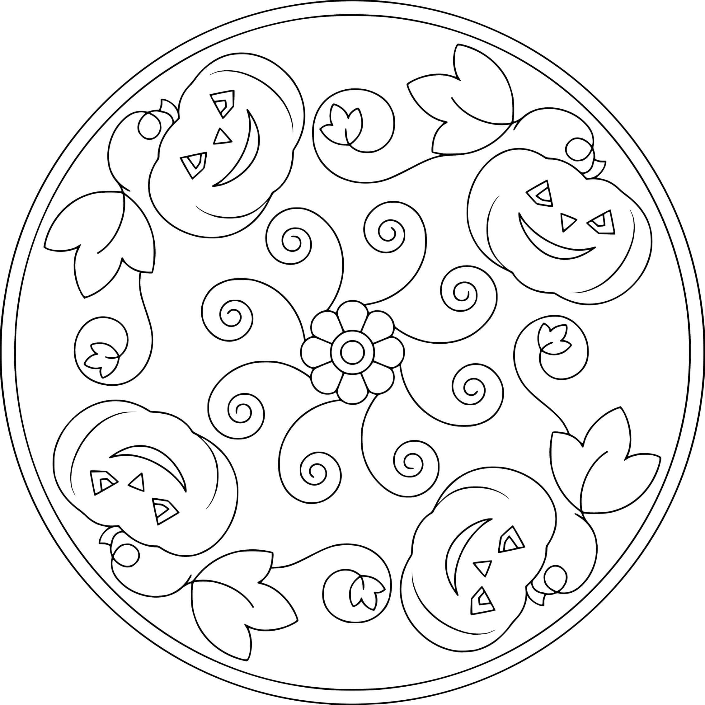 Coloriage Mandala: Halloween Feuille 6 Mandalas