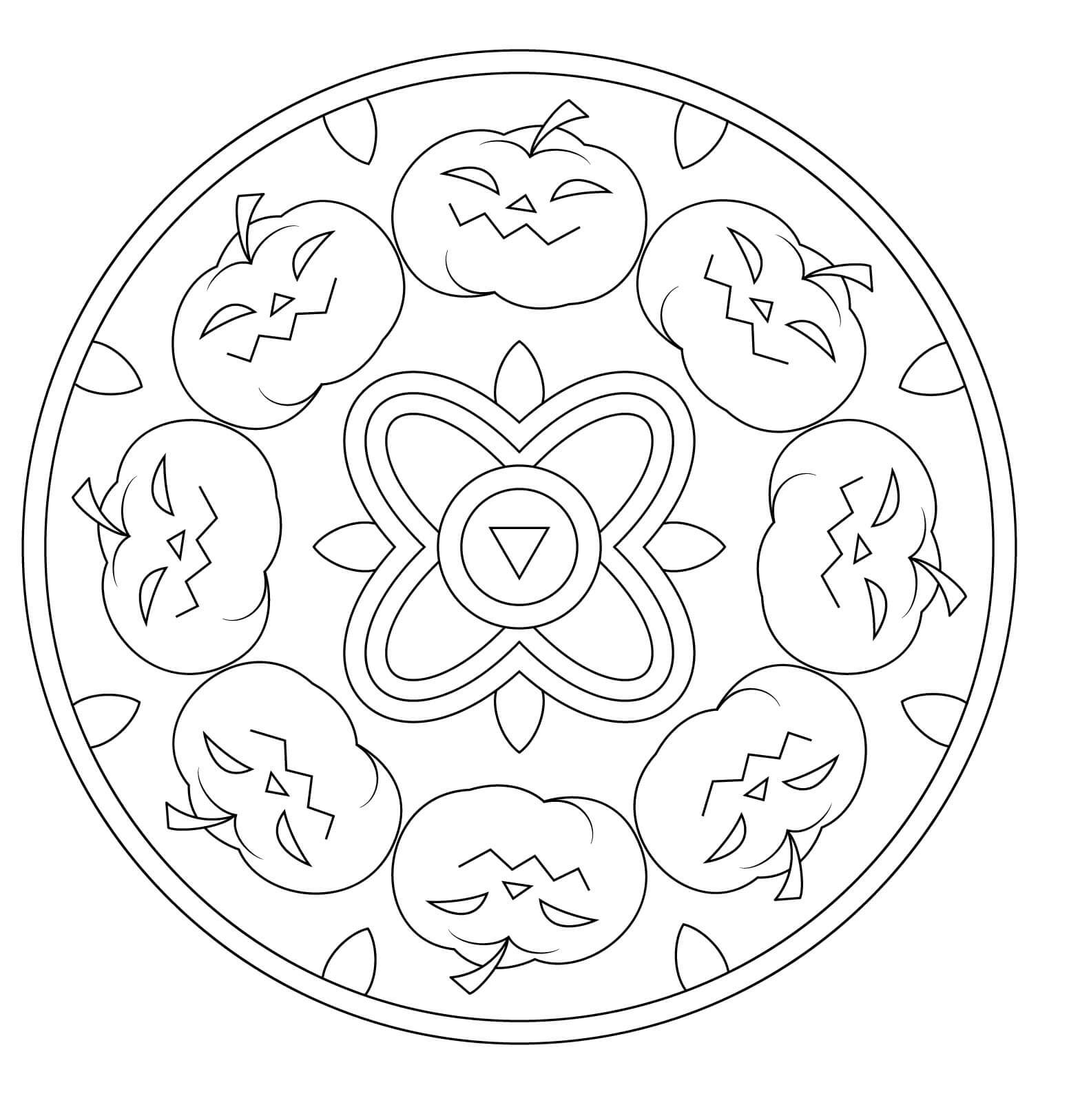 Coloriage Mandala: Halloween Feuille 7 Mandalas