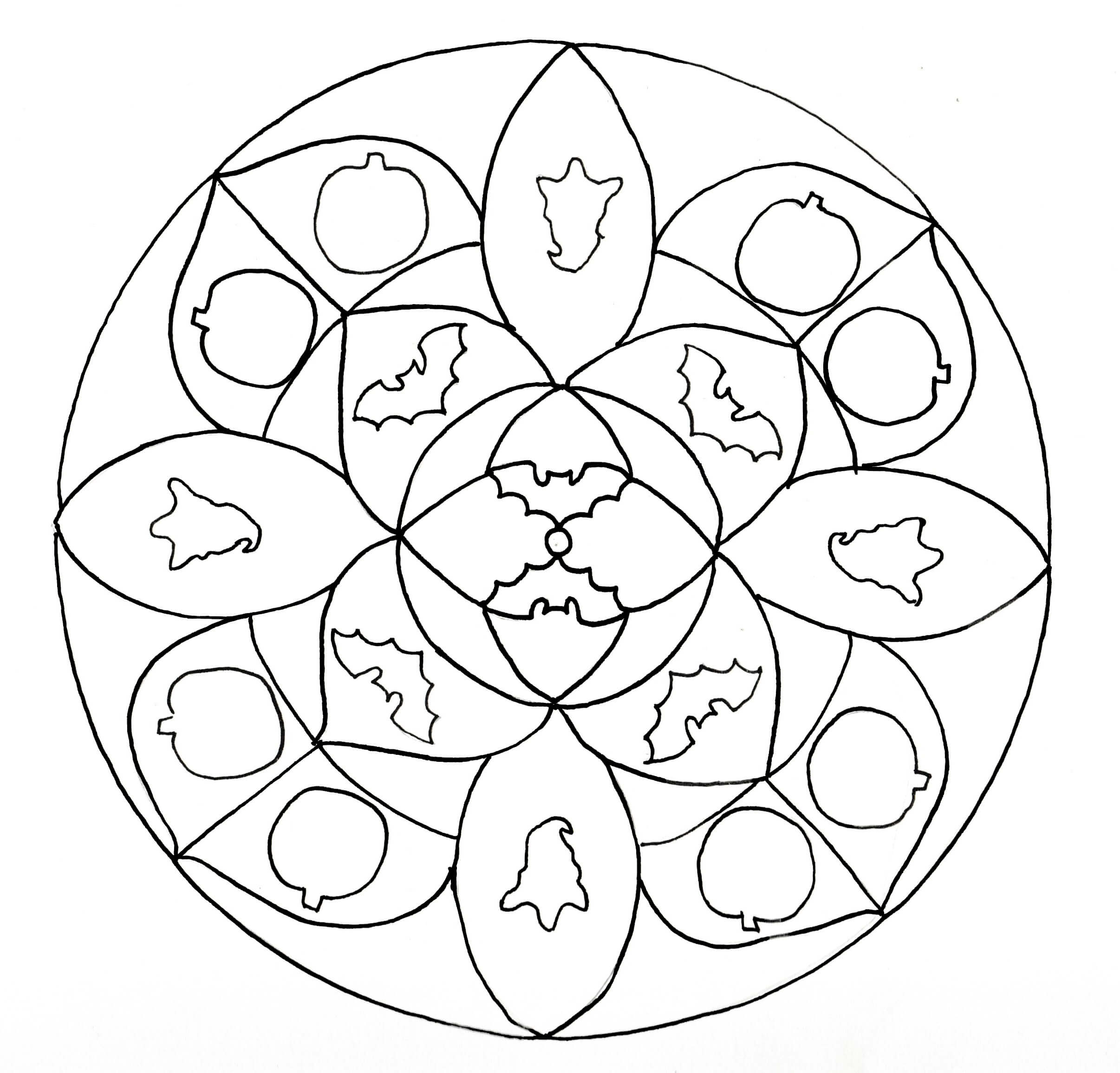 Coloriage Mandala: Halloween Feuille 8 Mandalas