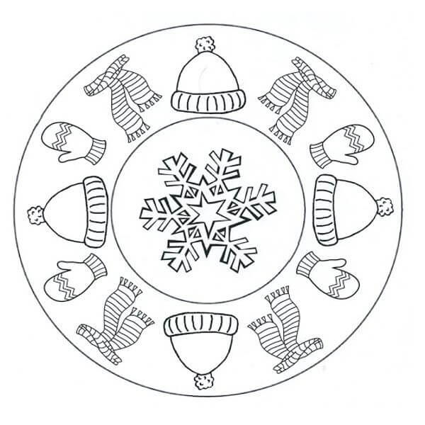 Coloriage Mandala: Hiver Feuille 10 Mandalas
