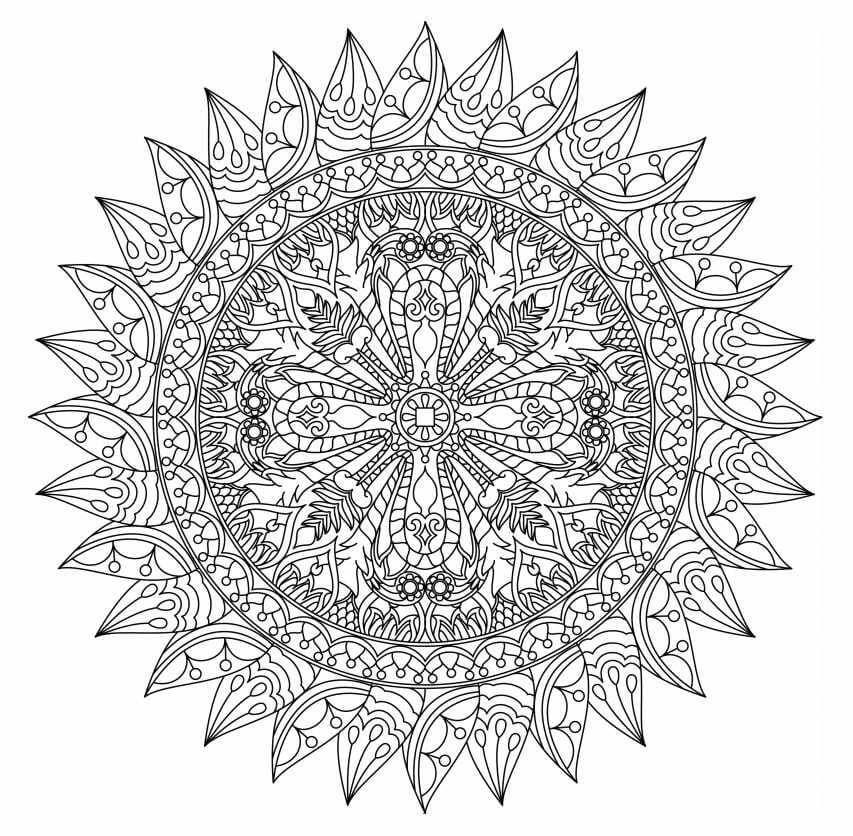 Coloriage Mandala: Hiver Feuille 5 Mandalas