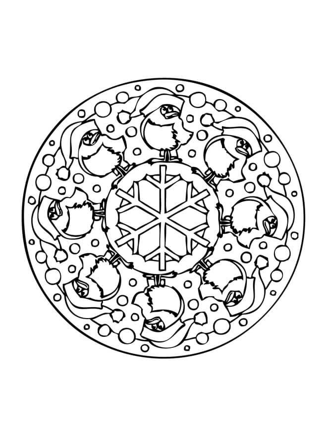 Coloriage Mandala: Hiver Feuille 6 Mandalas