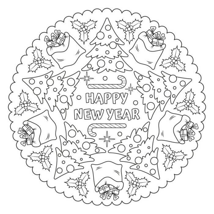 Coloriage Mandala: Hiver Feuille 7 Mandalas