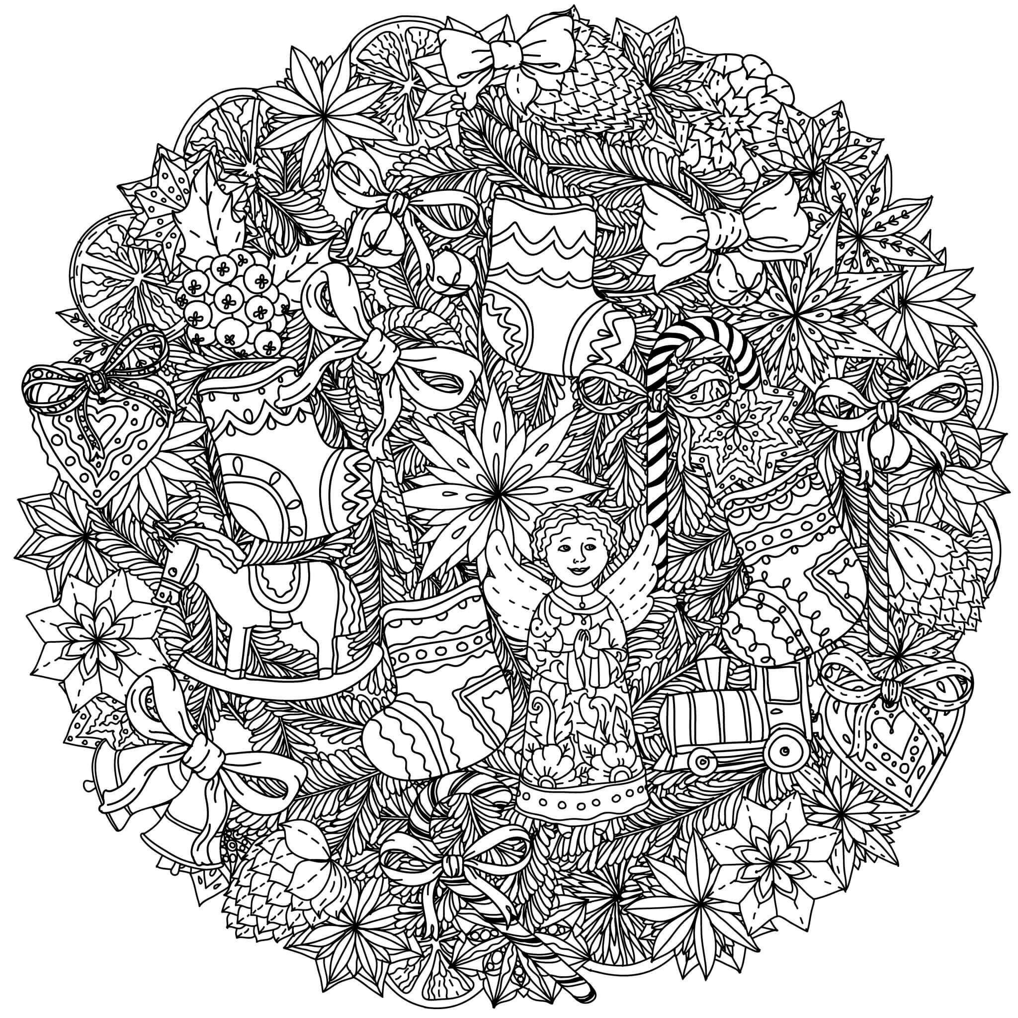 Coloriage Mandala: Joyeux Noël Mandalas