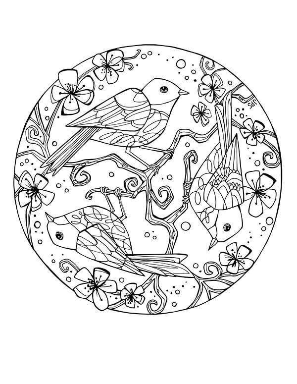 Coloriage Mandala: Joyeux printemps Mandalas