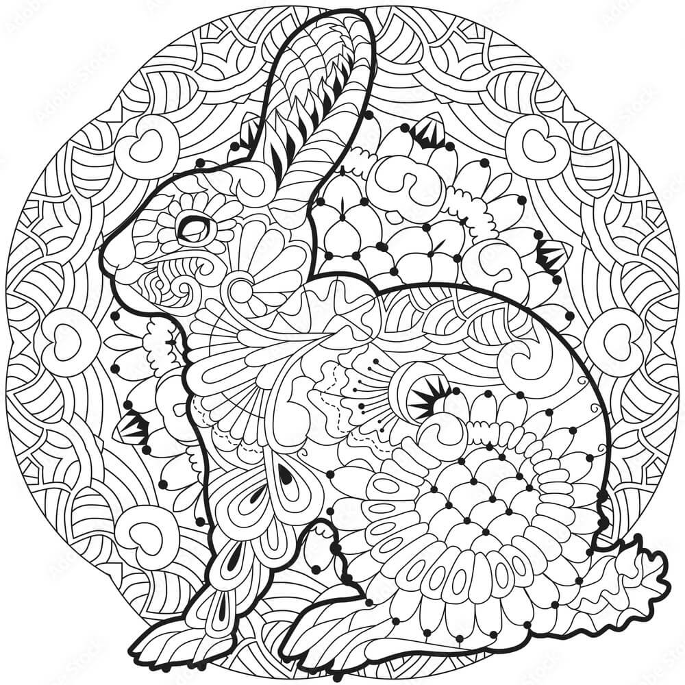 Coloriage Mandala: Lapin printanier Mandalas