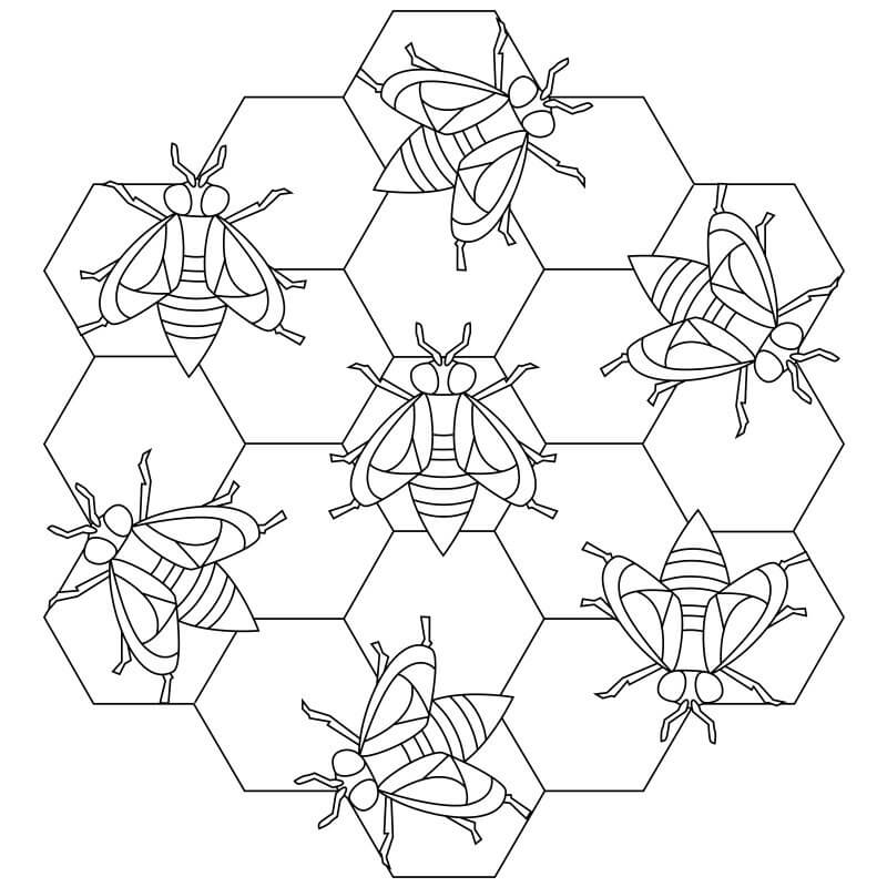 Coloriage Mandala: Les abeilles Mandalas