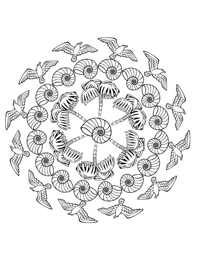 Coloriage Mandala: Les animaux en été Mandalas