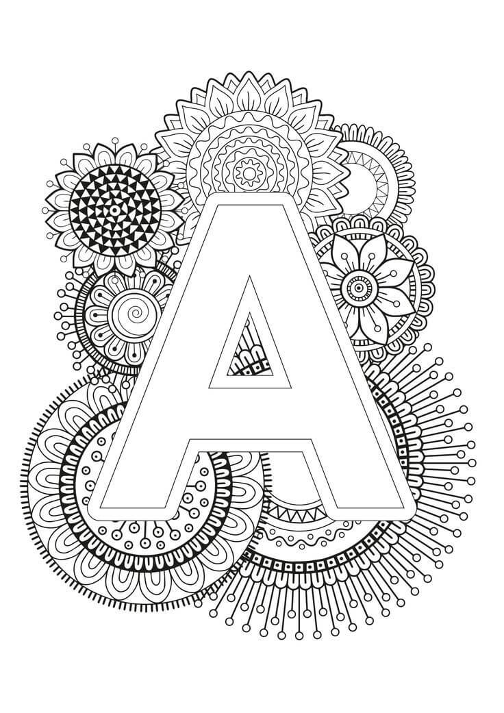 Coloriage Mandala: Lettre A - Idee 2 Mandalas