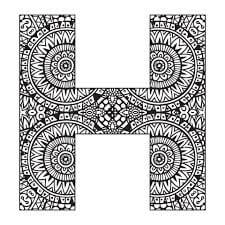 Coloriage Mandala: Lettre H Mandalas