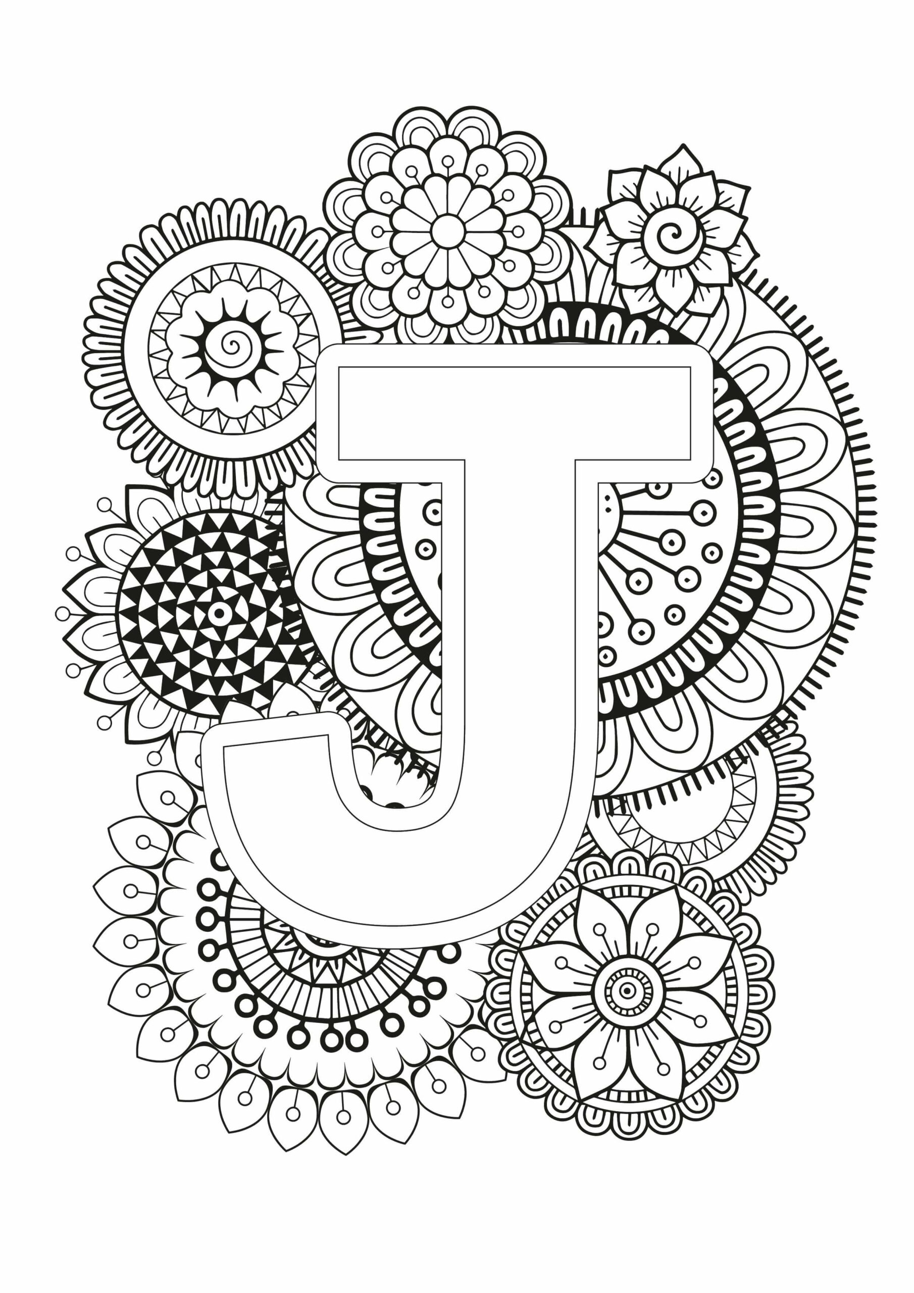 Coloriage Mandala: Lettre J - Idee 2 Mandalas