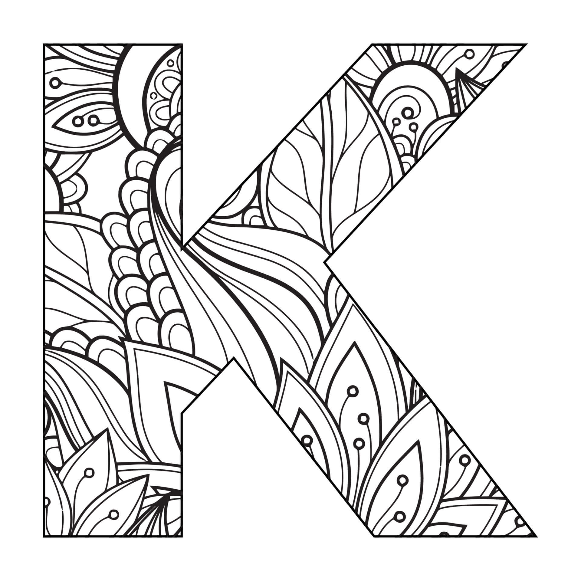 Coloriage Mandala: Lettre K - Idee 2 Mandalas