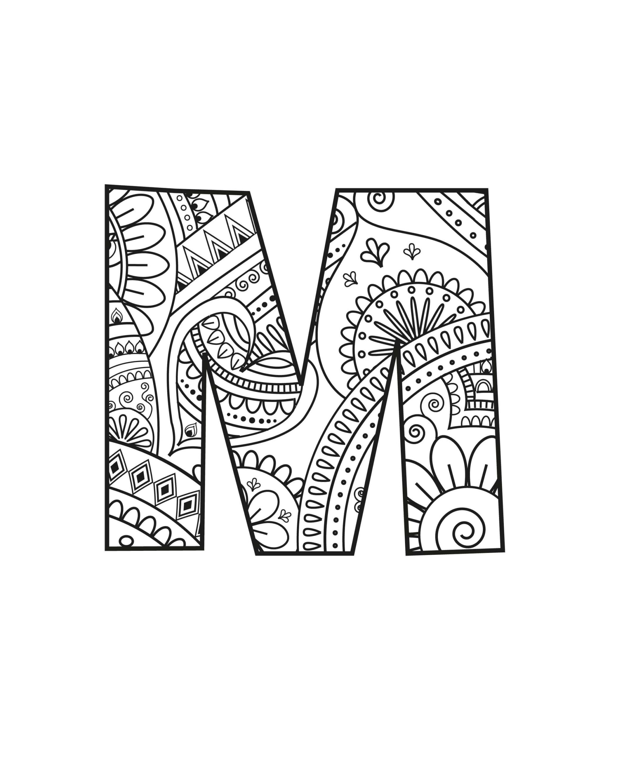 Coloriage Mandala: Lettre M Mandalas