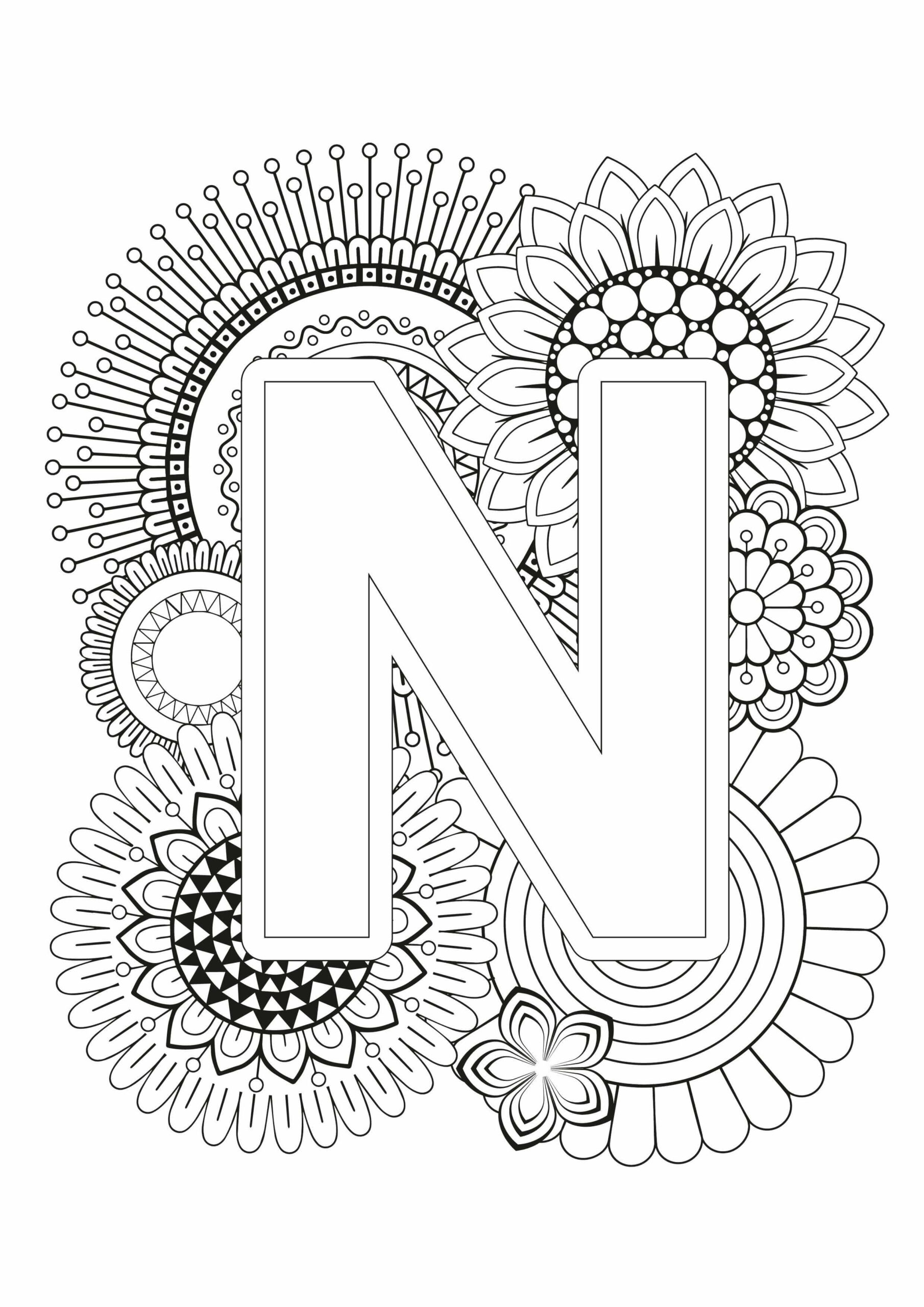 Coloriage Mandala: Lettre N - Idee 2 Mandalas