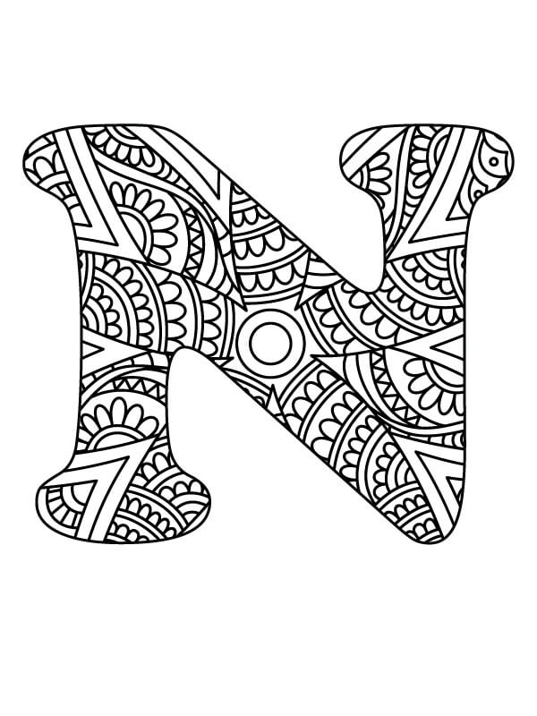Coloriage Mandala: Lettre N Mandalas