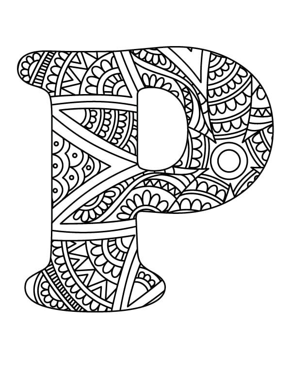 Coloriage Mandala: Lettre P - Idee 2 Mandalas