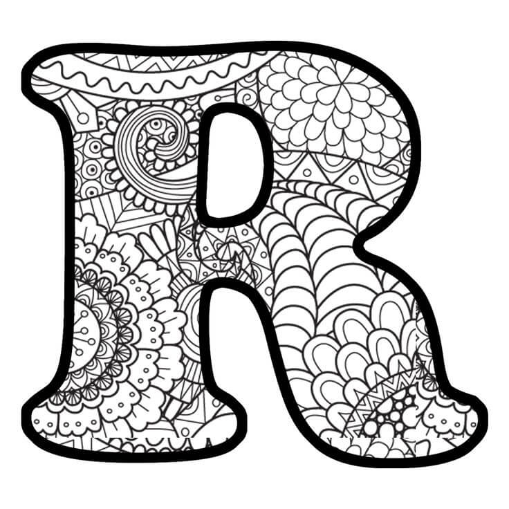 Coloriage Mandala: Lettre R - Idee 2 Mandalas