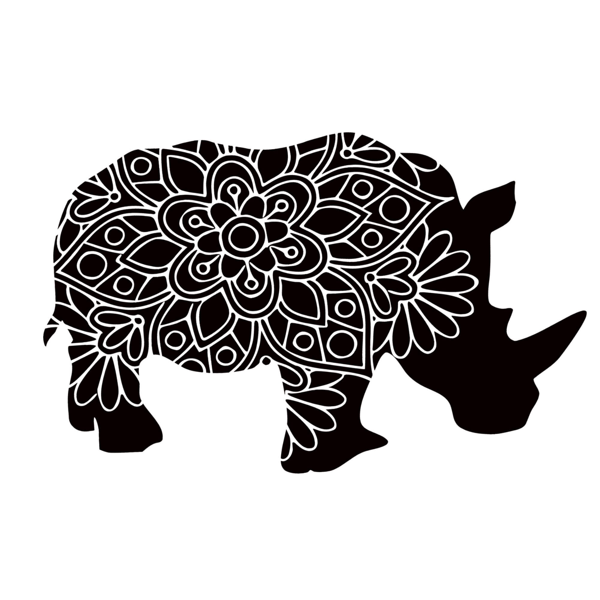 Coloriage Mandala: Magnifique rhinocéros Mandalas
