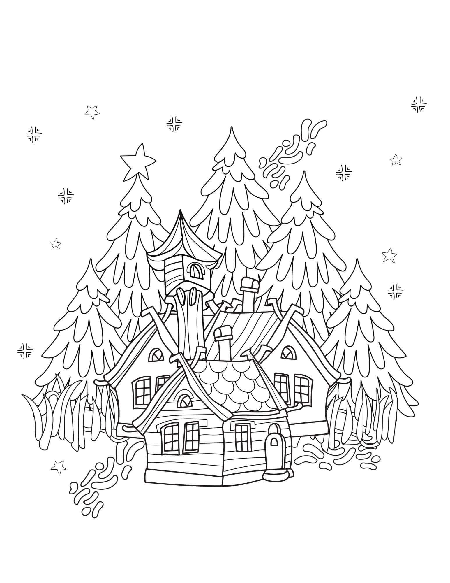 Coloriage Mandala: Maison de Noël Mandalas