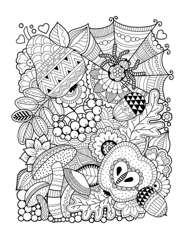 Coloriage Mandala: Motifs naturels d'automne Mandalas