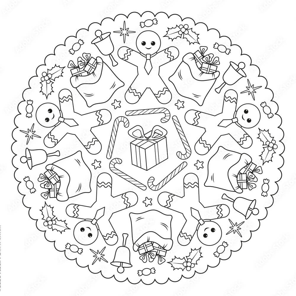 Coloriage Mandala: Noël avec l'hiver Mandalas