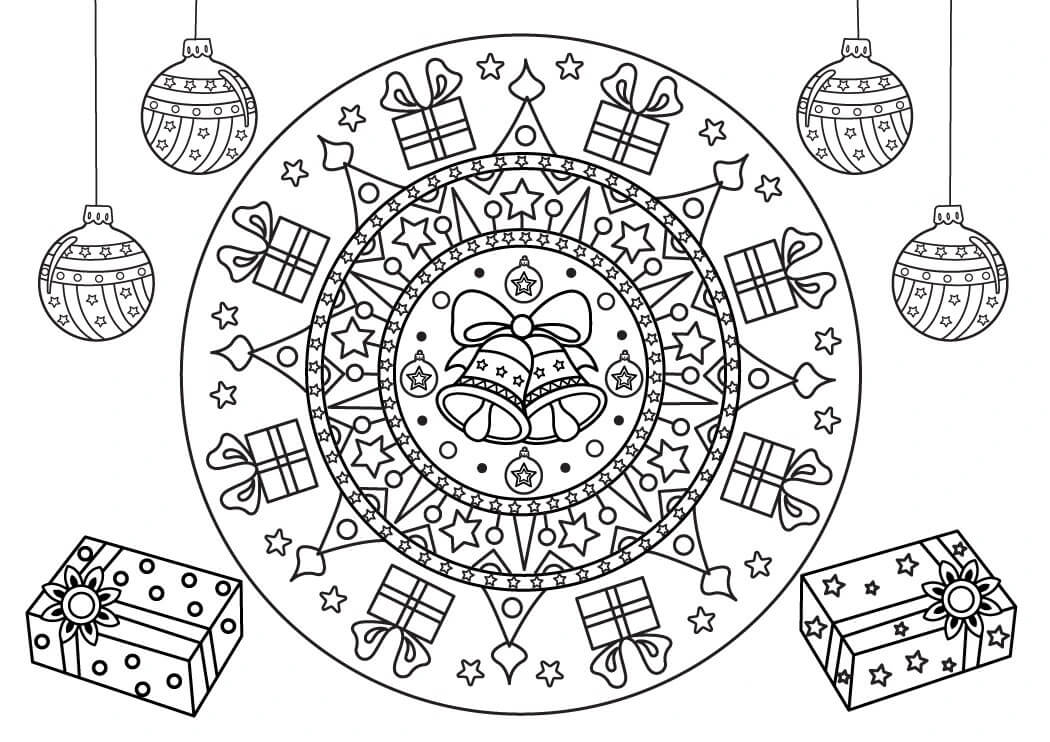 Coloriage Mandala: Noël Feuille 1 Mandalas