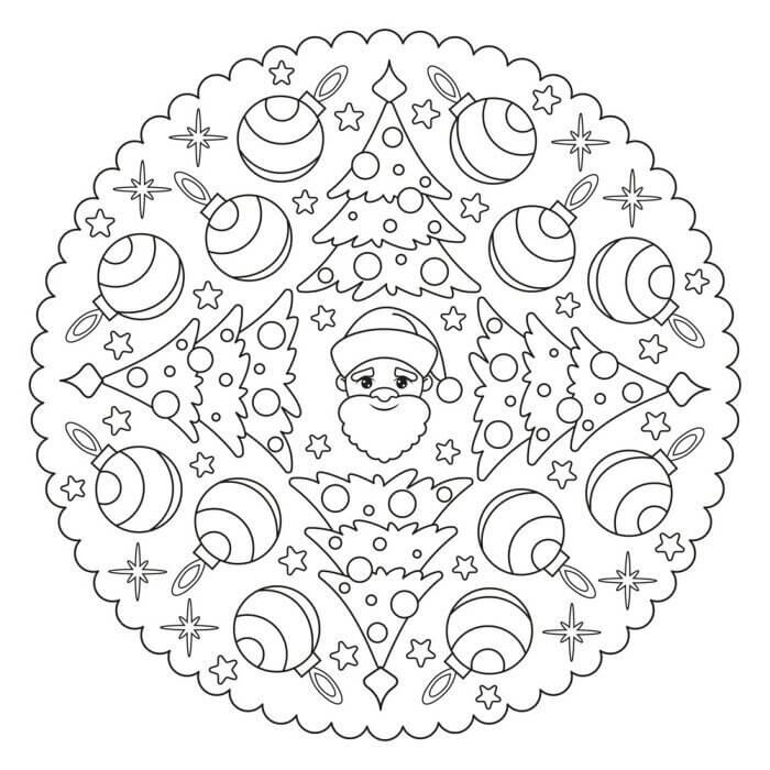 Coloriage Mandala: Noël Feuille 11 Mandalas