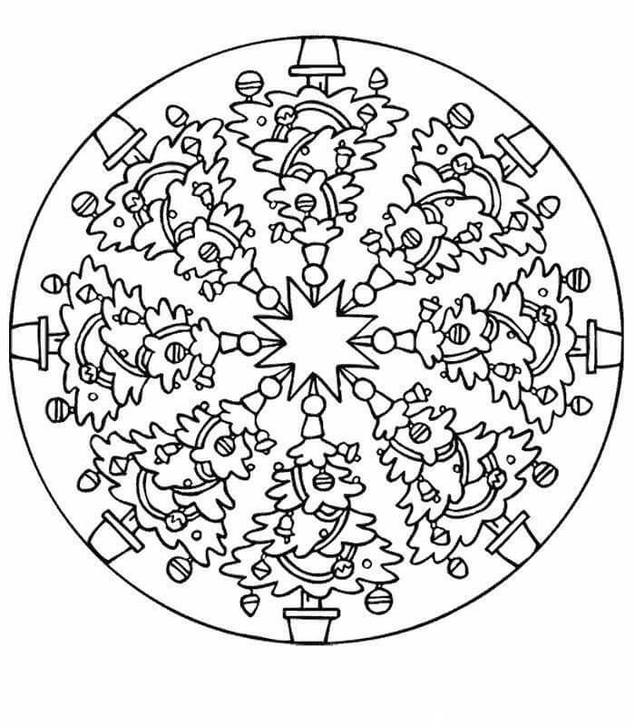 Coloriage Mandala: Noël Feuille 2 Mandalas