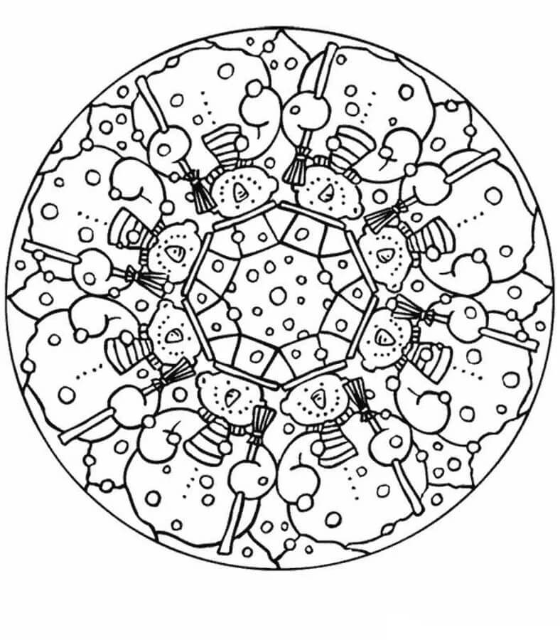 Coloriage Mandala: Noël Feuille 3 Mandalas