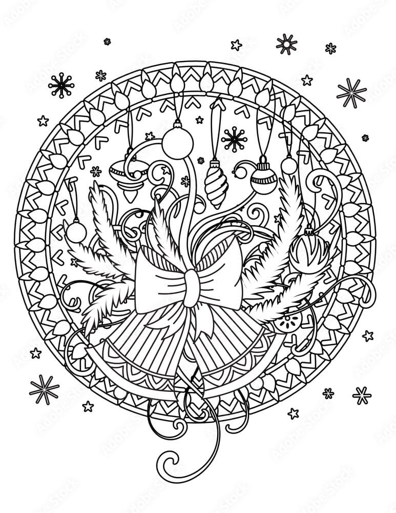 Coloriage Mandala: Noël Feuille 4 Mandalas
