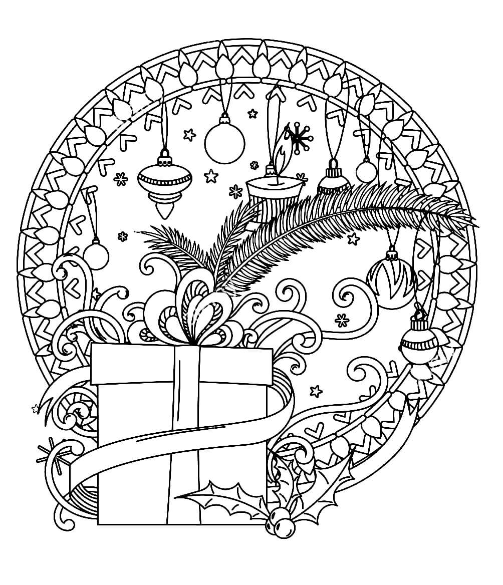 Coloriage Mandala: Noël Feuille 5 Mandalas