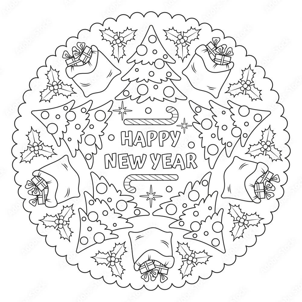 Coloriage Mandala: Noël Feuille 9 Mandalas