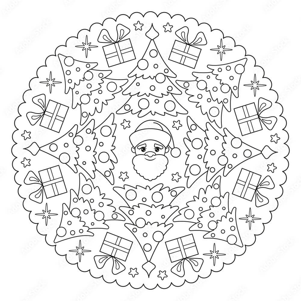 Coloriage Mandala: Noël pour l'hiver Mandalas