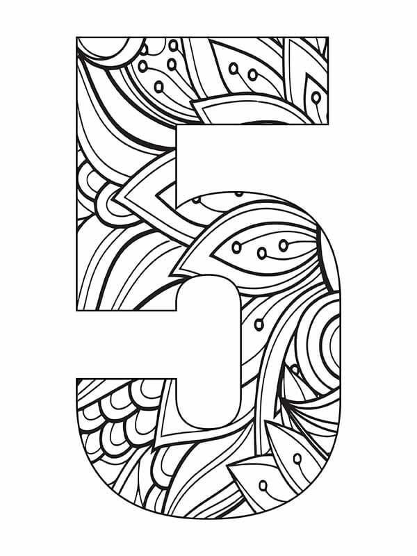 Coloriage Mandala: Numéro Cinq Mandalas