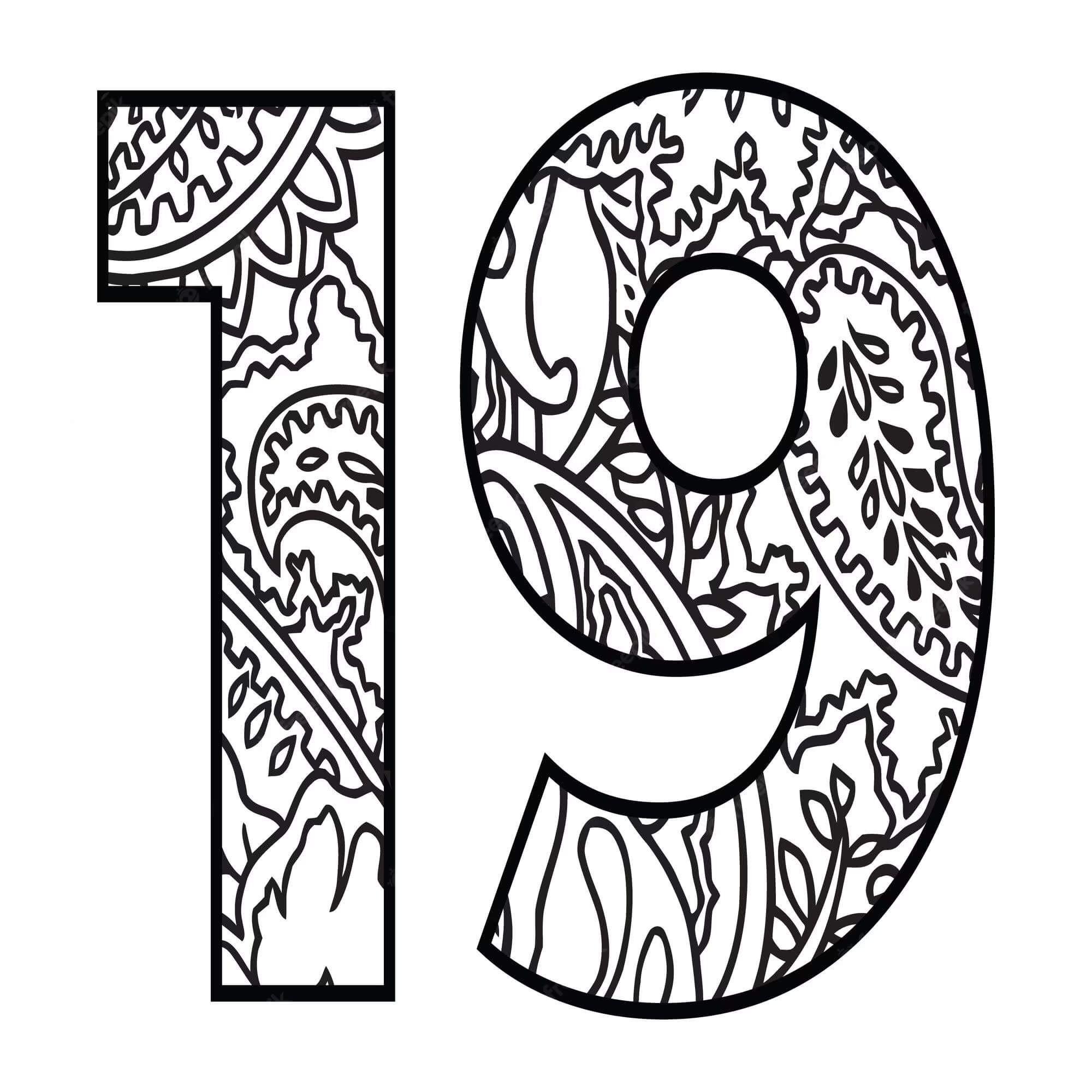 Coloriage Mandala: Numéro Dix-neuf Mandalas