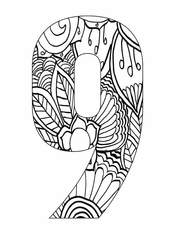 Coloriage Mandala: Numéro Neuf Mandalas