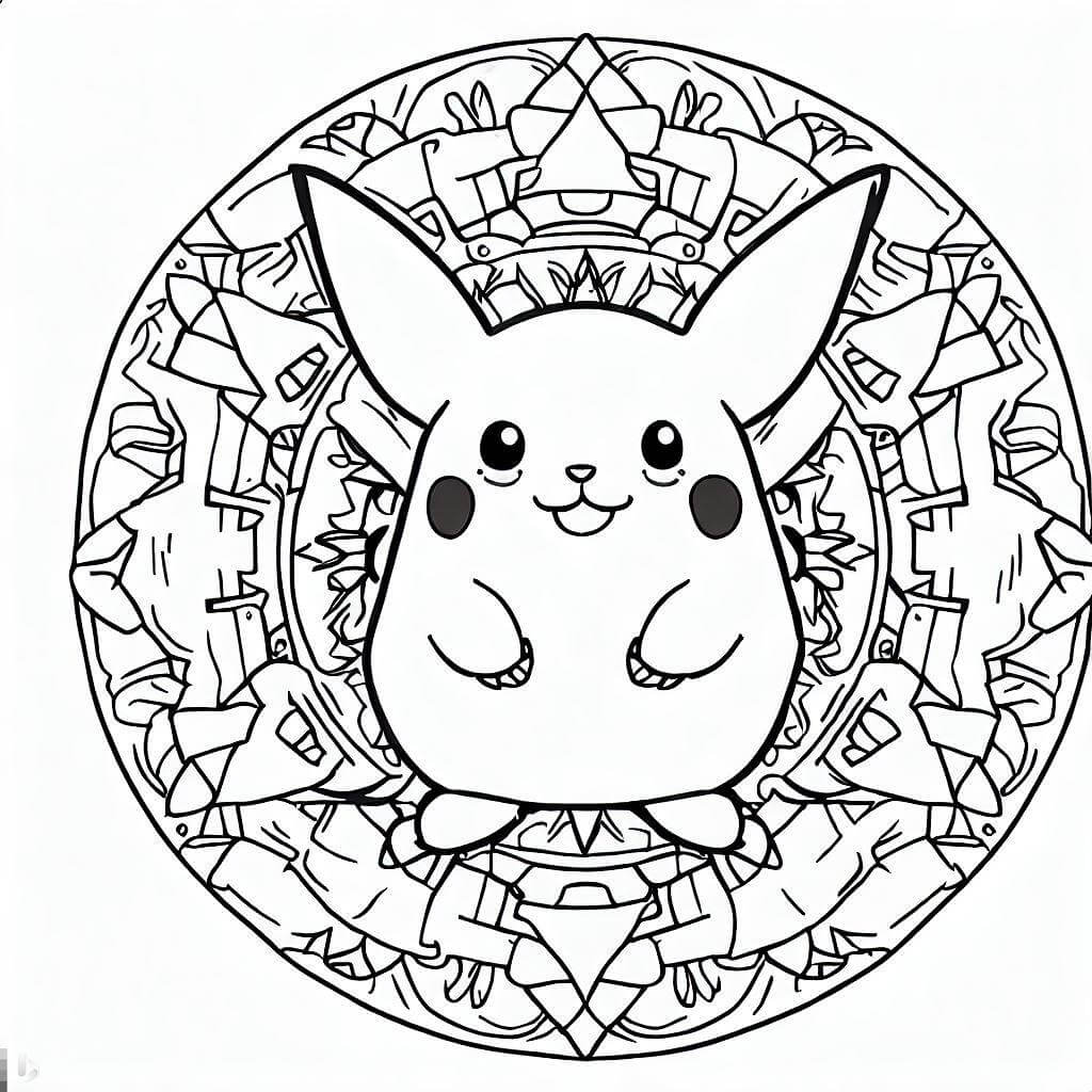 Coloriage Mandala: Petit Pikachu Mandalas