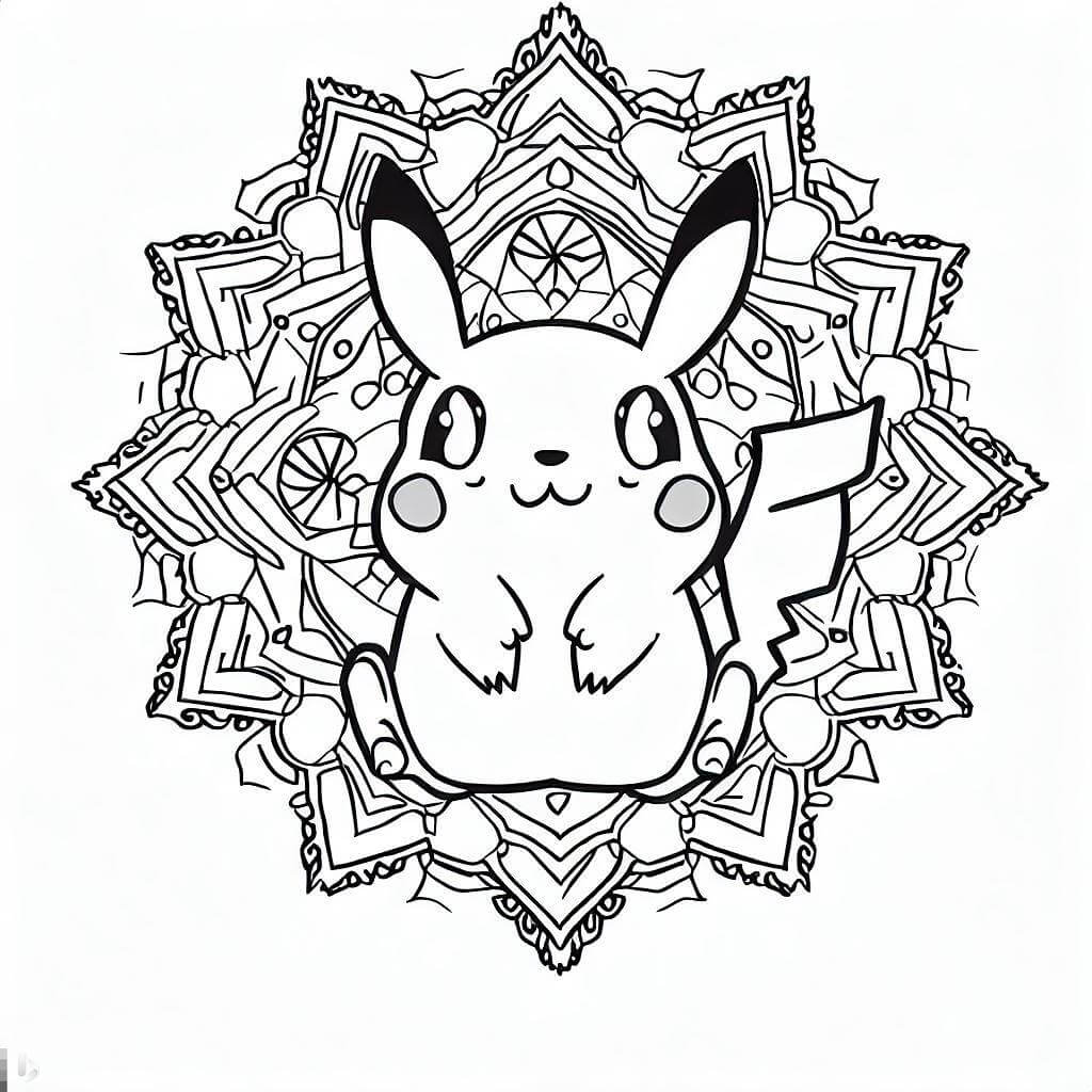 Coloriage Mandala: Pikachu drôle Mandalas
